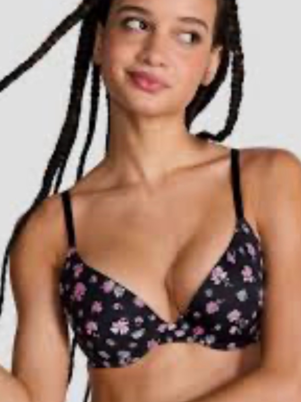 Victoria's Secret PINK Wear Everywhere Super Push-Up Bra 34B Floral EUC